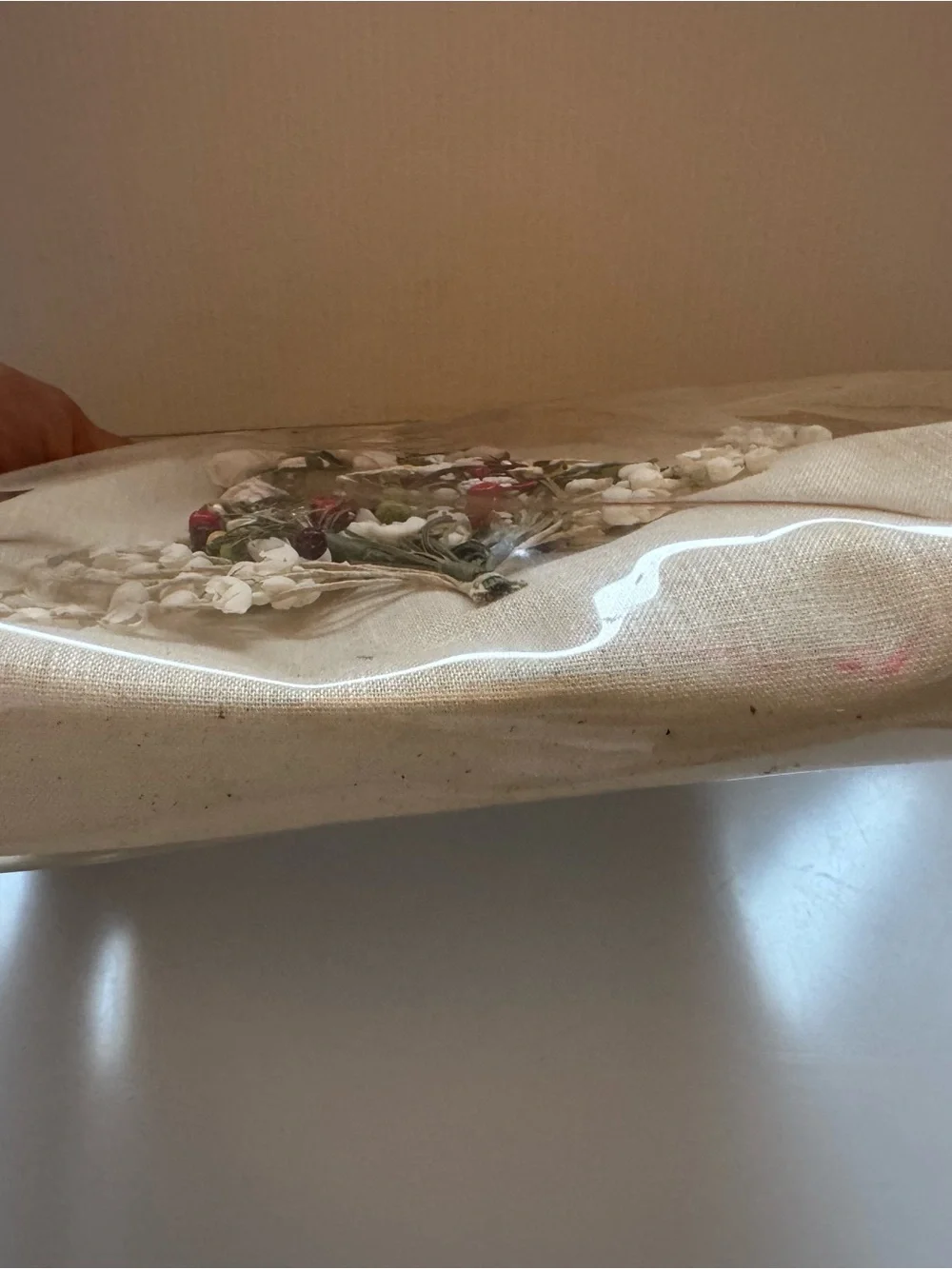 Vintage Clear Vinyl Over Cloth Purse with Flowers